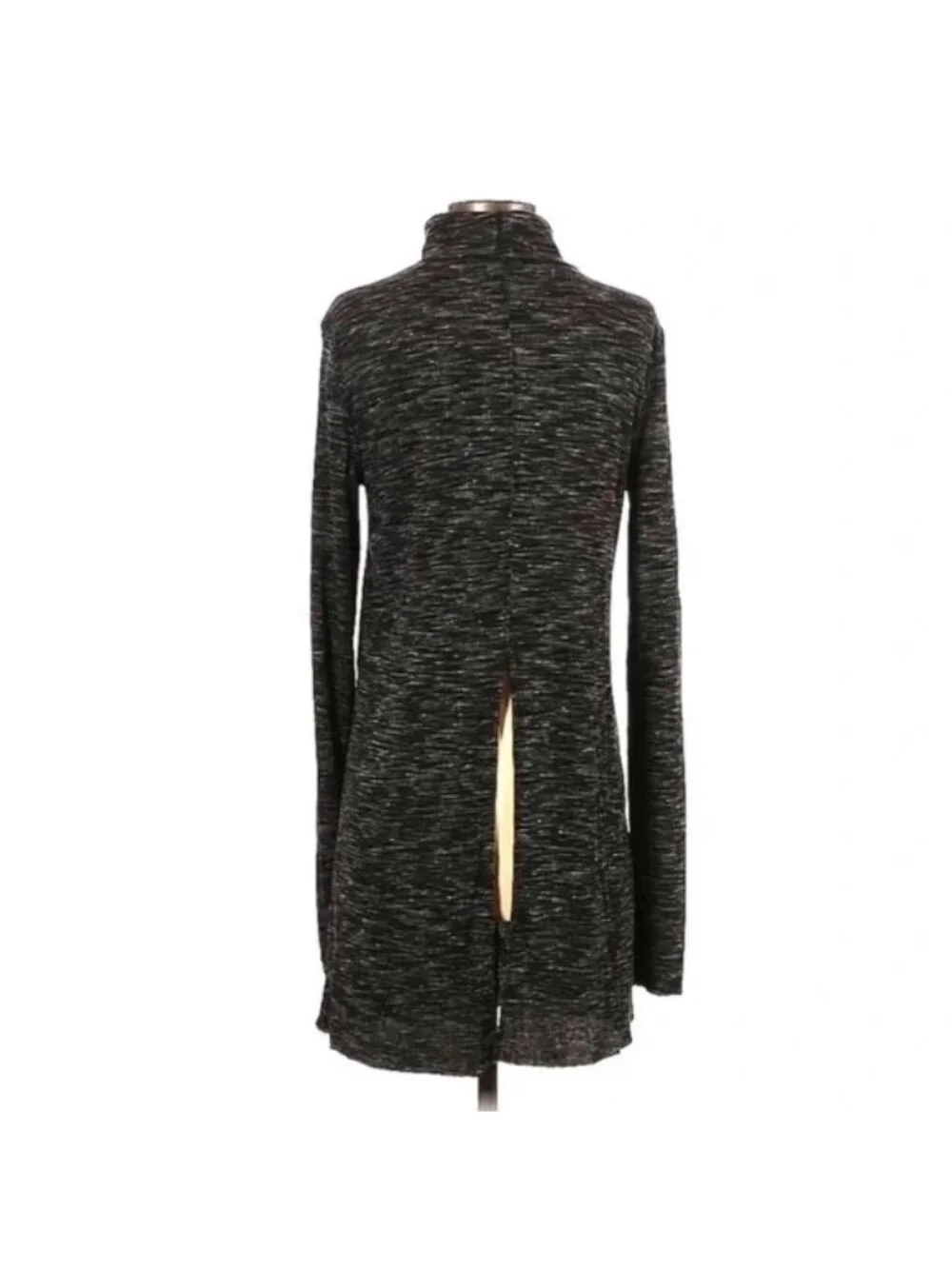 Free People Stone Cold Marled Gray Split Back Turtleneck Tunic - Picture 6 of 8